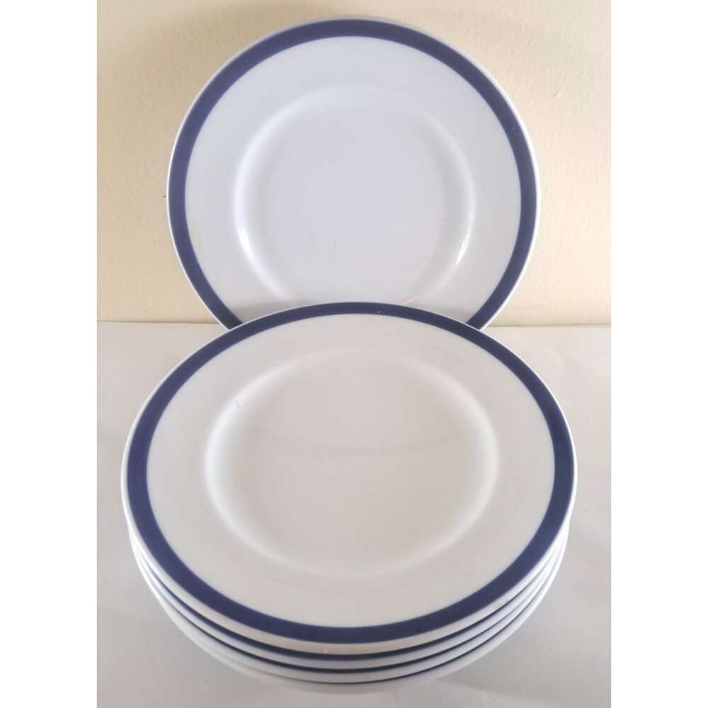 Vintage Williams Sonoma Brasserie Blue Salad Plates Luncheon Set Of 5 Japan 9"